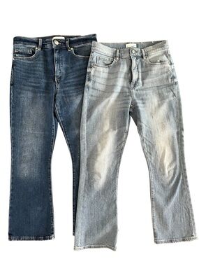 LOFT Bundle of 2 High Rise Kick Crop Denim Jeans Sz 28